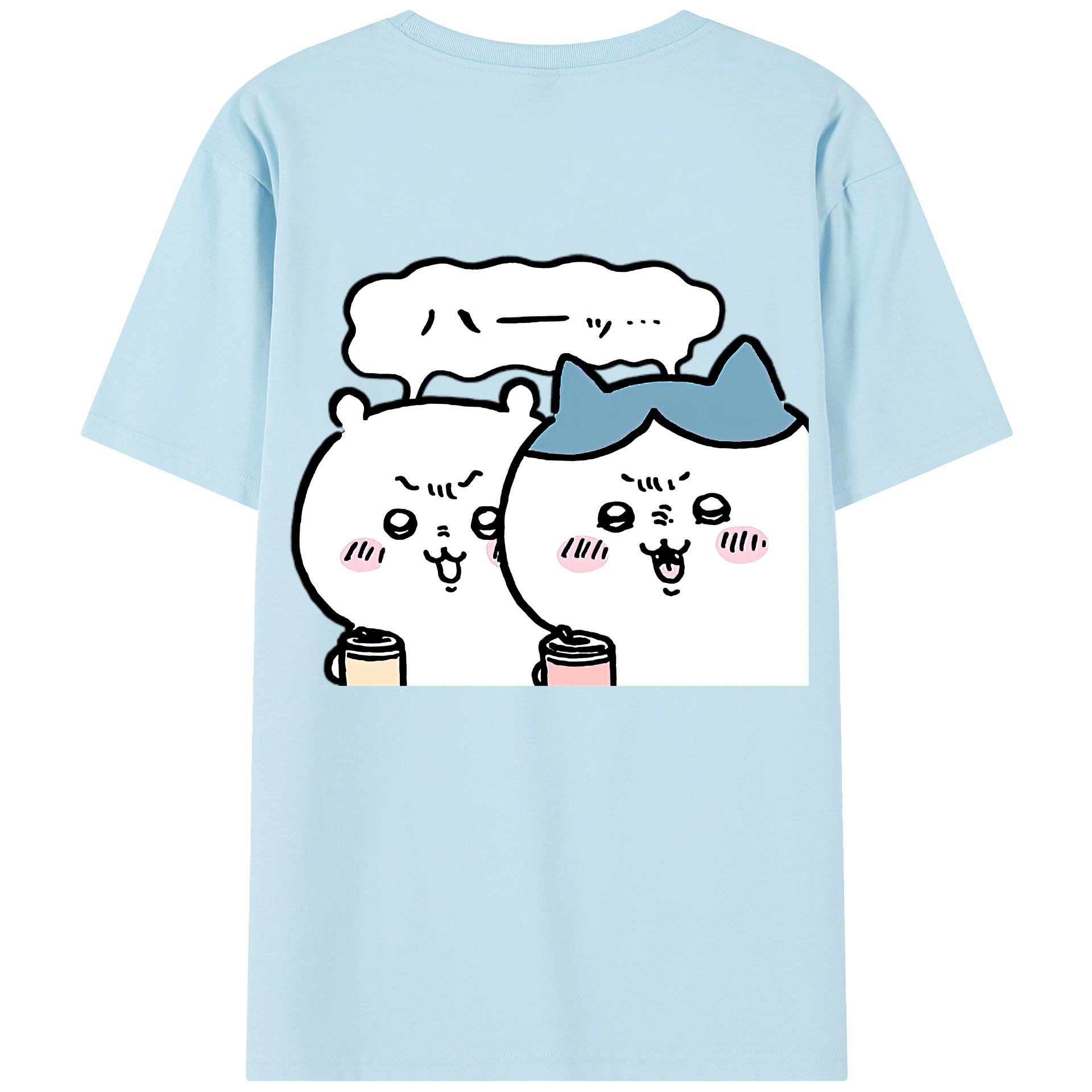 （画像用） ちいかわ ハチワレ Chii-kawa hachiware 綿100％半袖Tシャツ（背面プリント）